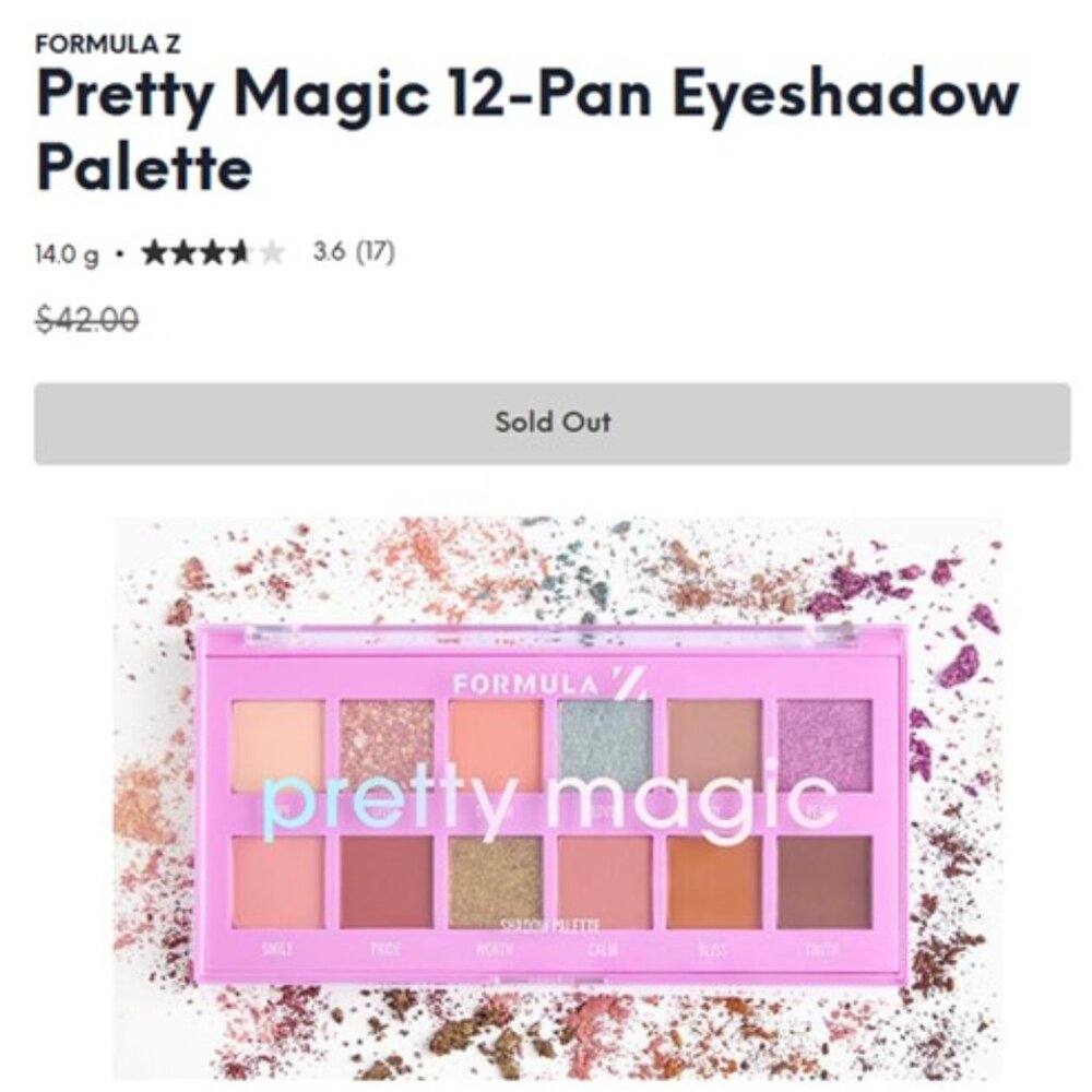 FORMULA Z "Pretty Magic" 12-Pan Eyeshadow Palette (NEW IN BOX - BEAUTIFUL!)